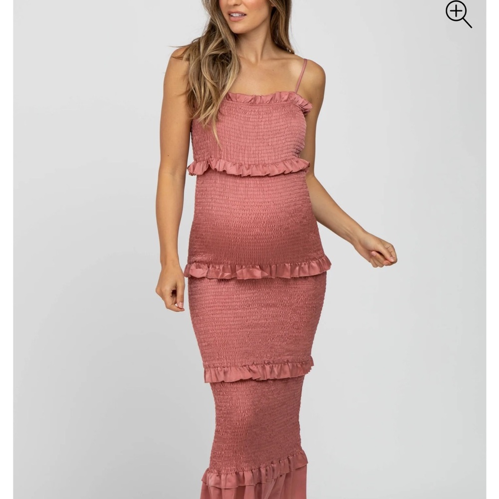Pinkblush Mauve Pink Smocked Ruffle Midi Dress